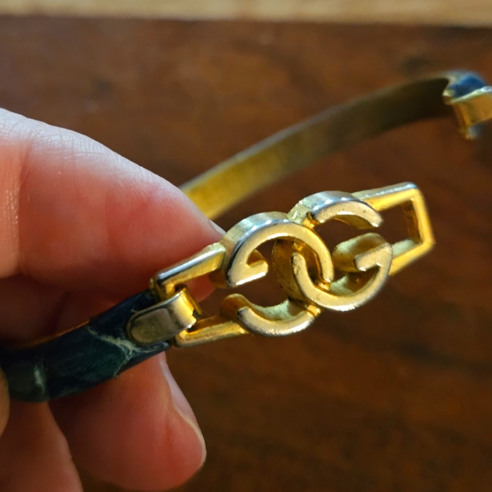 Vintage Gucci 24kt Gold Snakeskin Bracelet Florence Italy